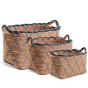 Cesto Redondo Bicolor - Jogo 3 Peças