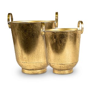 Cachepot Com Alça Dourado Metal