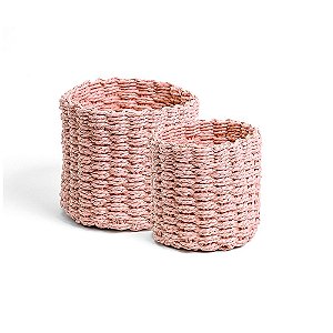Cesto de Fibra Redondo Rose - Jogo 2 Peças