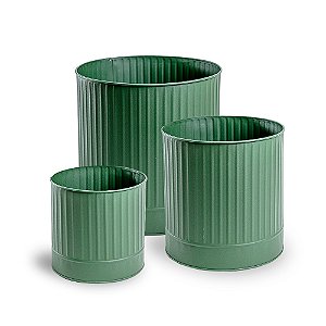 Cachepot de Ferro Verde - Jogo 3 Peças