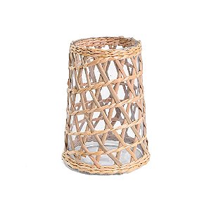 Vaso de Vidro com Revestimento de Palha