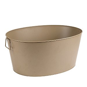 Balde De Metal Oval Decorativo Cinza