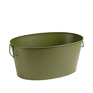 Balde De Metal Oval Decorativo Verde Musgo