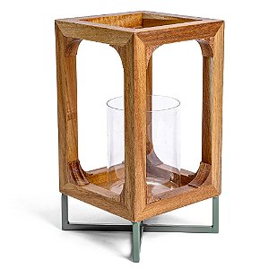 Luminária de Madeira Para Velas Olive