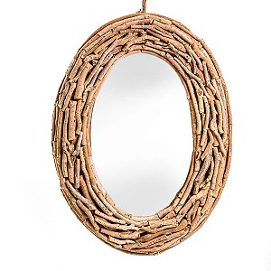 Espelho De Vidro Oval Com Galhos