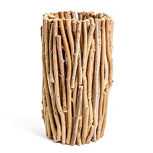 Vaso De Madeira Alto Com Galhos