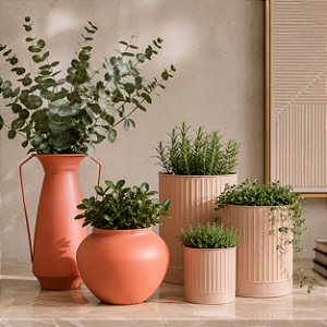 Kit Vasos de Ferro Terracota Decorativos Estilo Industrial