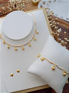 Conjunto Infantil Folheado a Ouro Coração