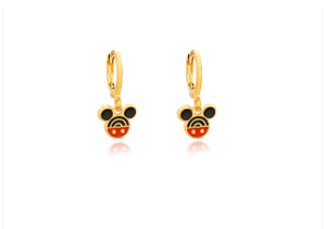 Brinco Argola Mickey  Folheado Ouro 18K