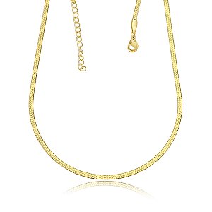 Colar Choker Serpente 2mm Folheado a Ouro 18k