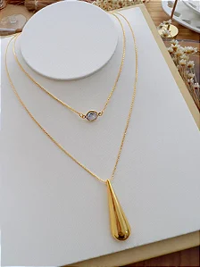 Colar Duplo Gota Dourada