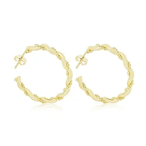 Brinco de Argola com Fios torcidos Folheado 18 K