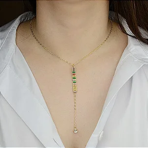 Colar Gravata Riviera Folheado a Ouro 18 k