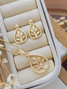 Conjunto Dourado Folhas