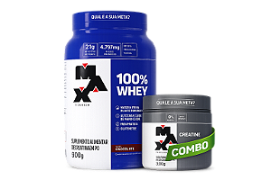 WHEY 100% MAX TITANIUM 900G POTE + CREATINA 300G