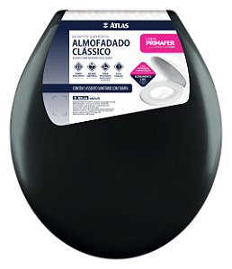 Assento Sanitario Almofadado Oval Plast Preto Pr1063-8 Atlas