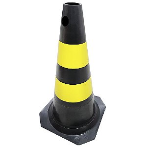 Cone Rigido 75cm Plastico Preto/amarelo Plastcor