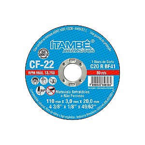 Disco Corte Refratario 4.3/8 X 20mm Itambe