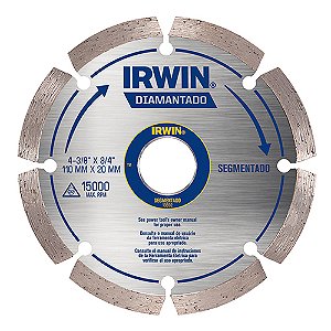 Disco Diamantado Segmentado 4.4/8 X 3/4 - 110mm X 20mm 13892 Irwin
