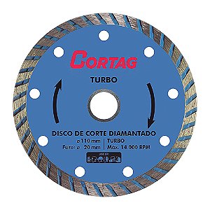 Disco Diamantado Turbo Cortag  110mmx20mm 4.3/8" Turbo
