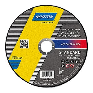 Disco Inox 4.1/2 X 7/8 X 1,0 - 115 X 1,0 X 22mm Std Norton
