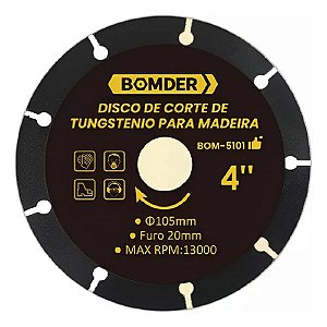 Disco Tungstenio Madeira 4" 105x20mm Bom-5101