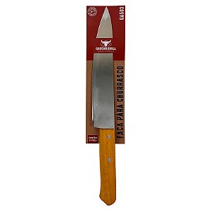 Faca para Churrasco Inox Lamina Lisa 8" Cabo Madeira