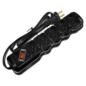 Filtro Linha 1m 5 Tomadas Bv Preto 34013 Ilumi