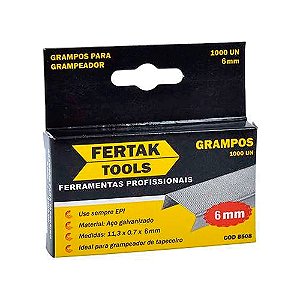 Grampo P/grampeador 06mm C/1000 Fertak