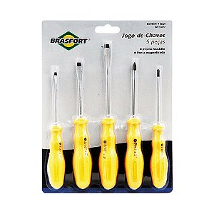 Jogo Chave Fenda/philips Crv 5 Pcs 8027 Brasfort