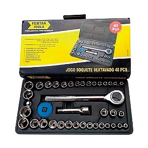 Jogo Soquete C/ Catraca 40 Pcs Fertak