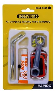 Kit Reparo de Pneu Remendo 14 Pecas Bom-3625