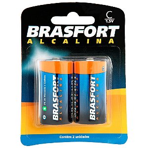 Pilha Alcalina C Media 2 Un 6302 Brasfort