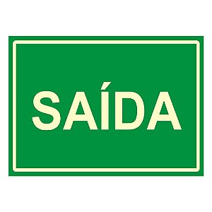 Placa Sinal Pvc 20x30" Saida" Fluor.