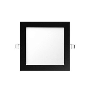 Plafon Embutir 24w Preto Quadrado 6500k