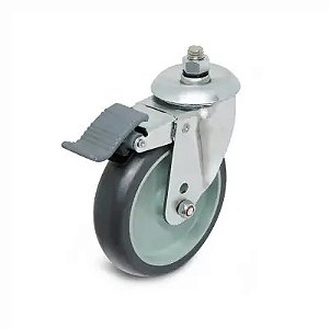 Rodizio Giratorio Parafuso 5" 90kg C/ Freio Rodcar