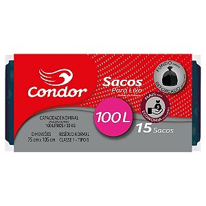 Saco de Lixo 100l Rolo 15 Un Condor