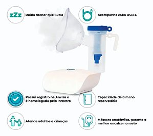 Nebulizador Inalador Compressor Dellamed Branco Com Acessórios