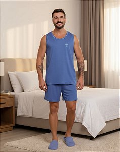 Pijama Masculino Regata em Suede Liso
