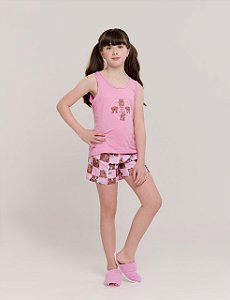 Pijama Regata Infantil/Juvenil em Suede Cartoon