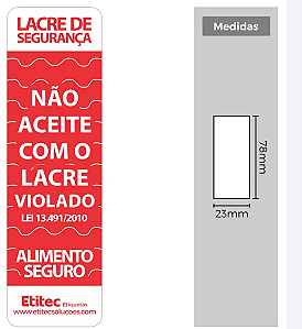 ETIQUETA RT-463 78X23 COUCHE LACRE NAO ACEITE VERMELHO C1000
