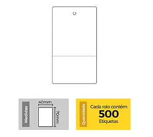 ETIQUETA TAG-128/129 40X70X1C 1 PICOTE COUCHE NEUTRA C/500