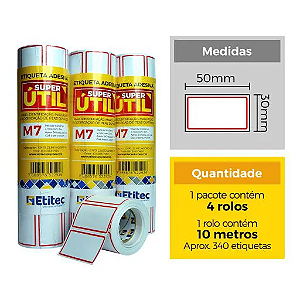 ETIQUETA M7 50X30 C/ 04 ROLOS - 10MTS CADA