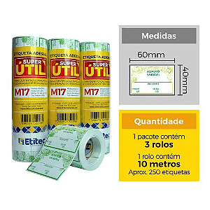 ETIQUETA M17 60X40 VERDURAS C/03 ROLOS - 10MTS CADA