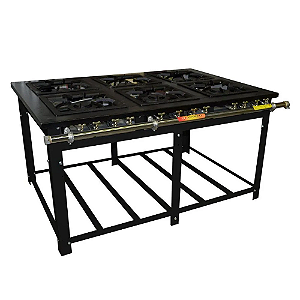 FOGAO INDUSTRIAL A GAS MAXI 6Q DUPLOS CENTRAL - VENANCIO