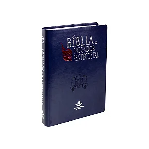 Bíblia do Pregador Pentecostal - Capa em couro sintético, azul nobre, índice