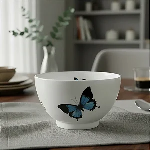 Bowl Branco Borboletas 500ml Porcelana Schmidt
