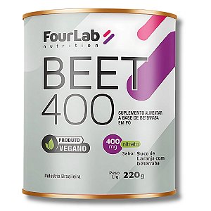 Beet 400 Nitrato 220g - Suco de laranja com beterraba - FourLab Nutrition
