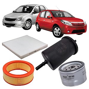 KIT FILTROS LOGAN SANDERO EXPRESSION PRIVILEGE 1.6 8V 2008 A 2012