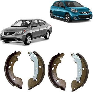 JOGO SAPATAS FREIO TRASEIRO COM HASTE MARCH VERSA 2012 A 2018